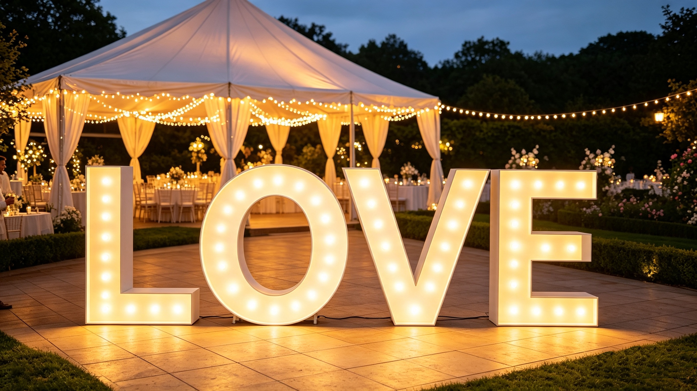 Giant LOVE letters at wedding